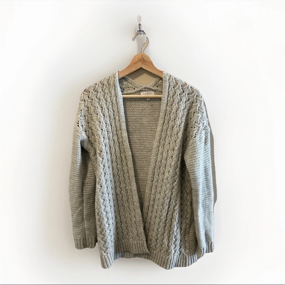 Lucky Brand Gray Long Sleeve Open Front Cardigan Small S Textured Layering